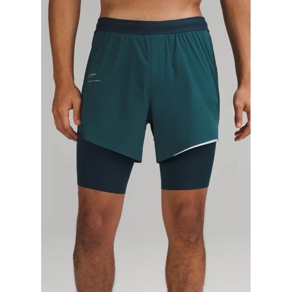 Lululemon Senseknit Composite Running Lined Shorts Men Size M 6” High Rise Teal